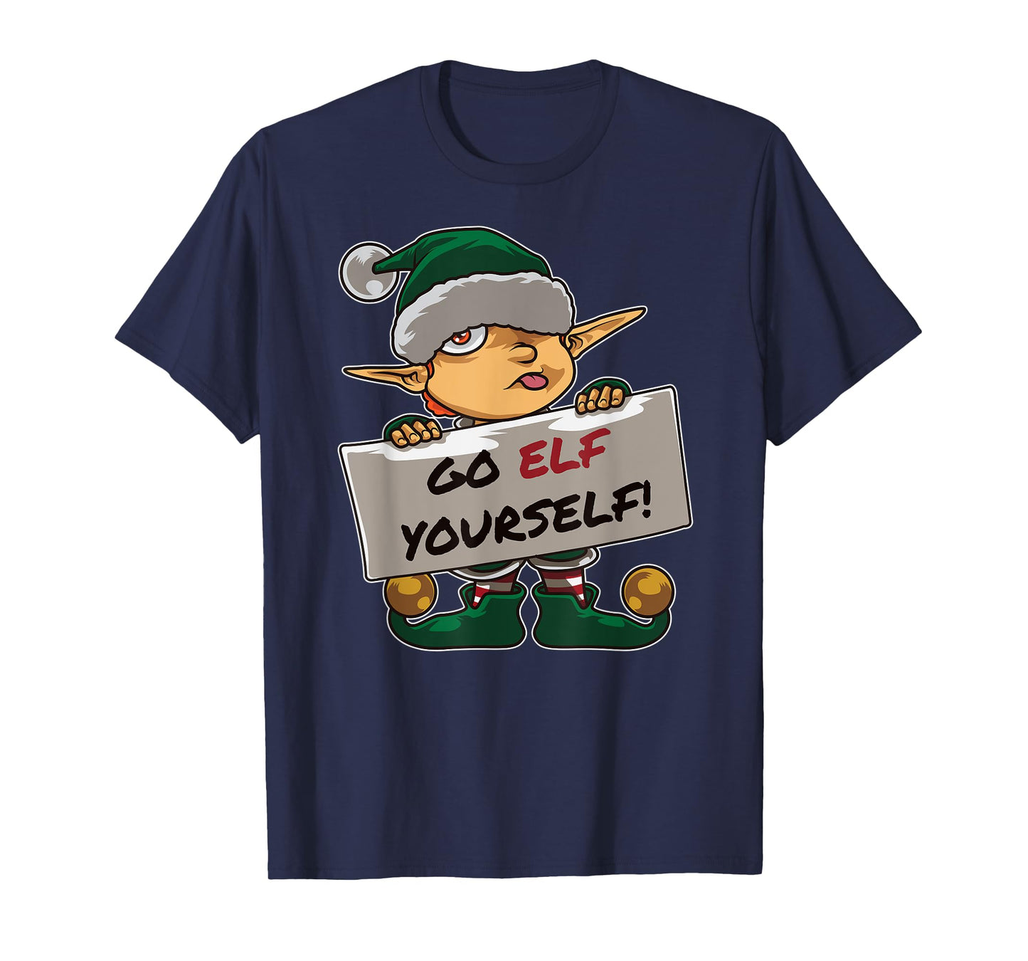 Christmas Bad Elf Dirty Pun "Go Elf Yourself" Provocative T-Shirt