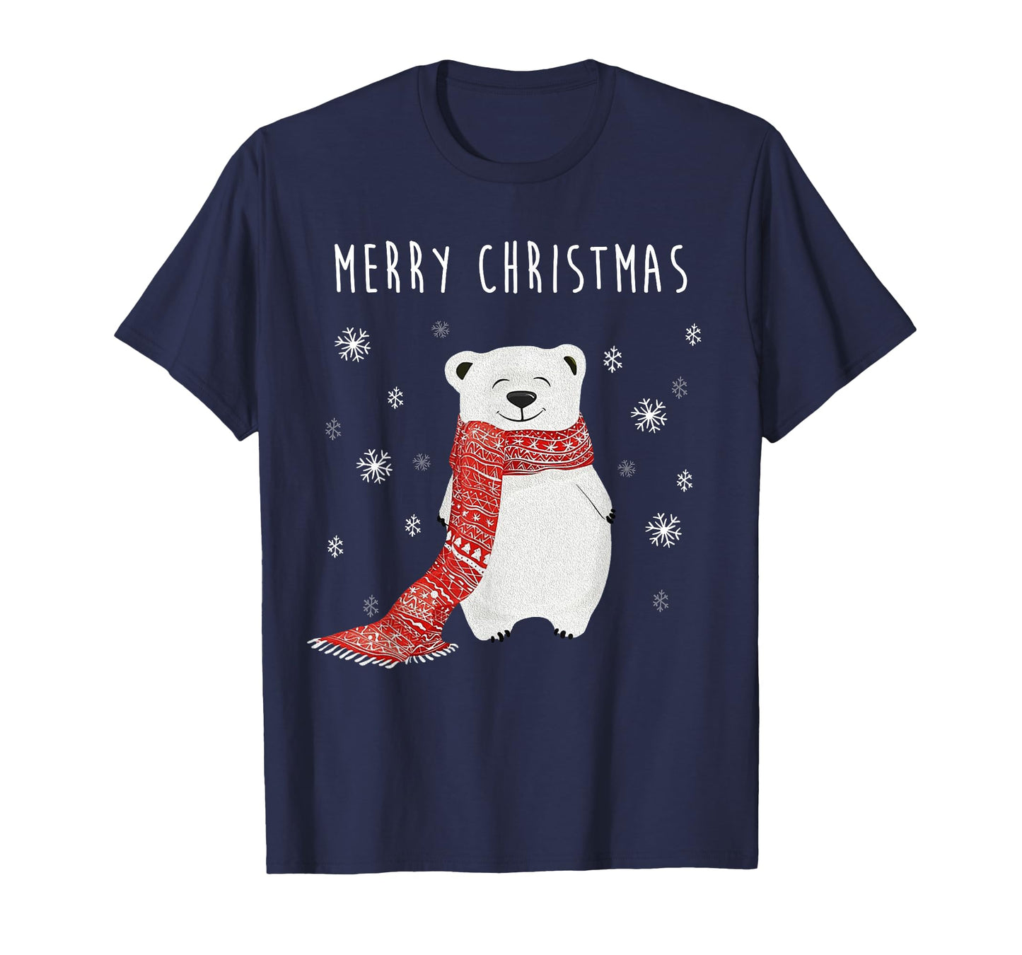 Cute Polar Bear Scarf Merry Christmas Xmas Holidays Gift Tee T-Shirt