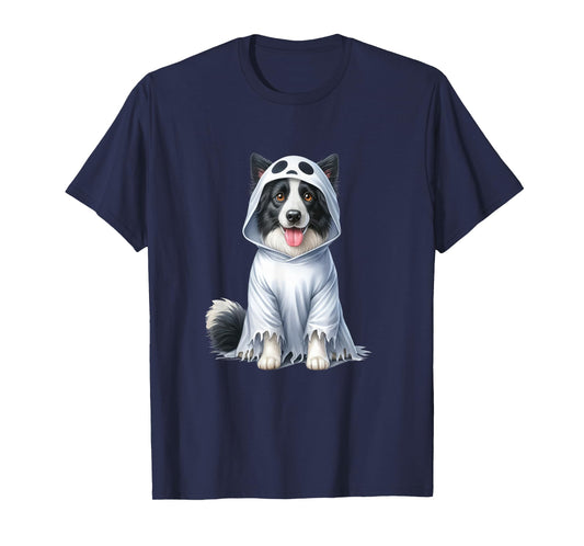 Halloween costume funny ghost dog border collie T-Shirt