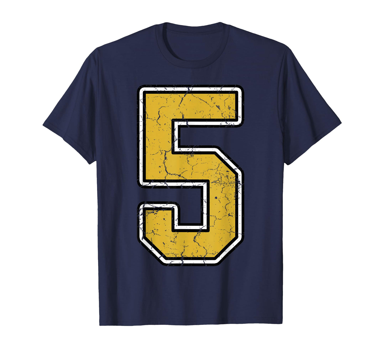 Old Gold Black White Sports Number 5 Jersey Uniform Player T-Shirt