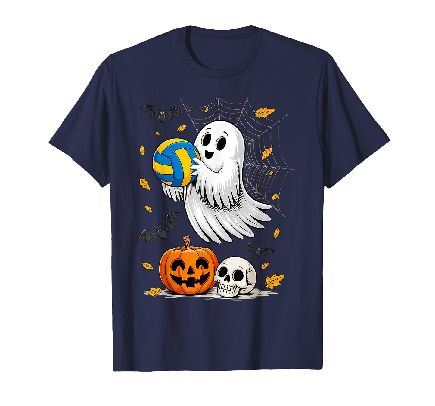 Ghost Volleyball Player Lazy Halloween Costume Cute Sport T-Shirt