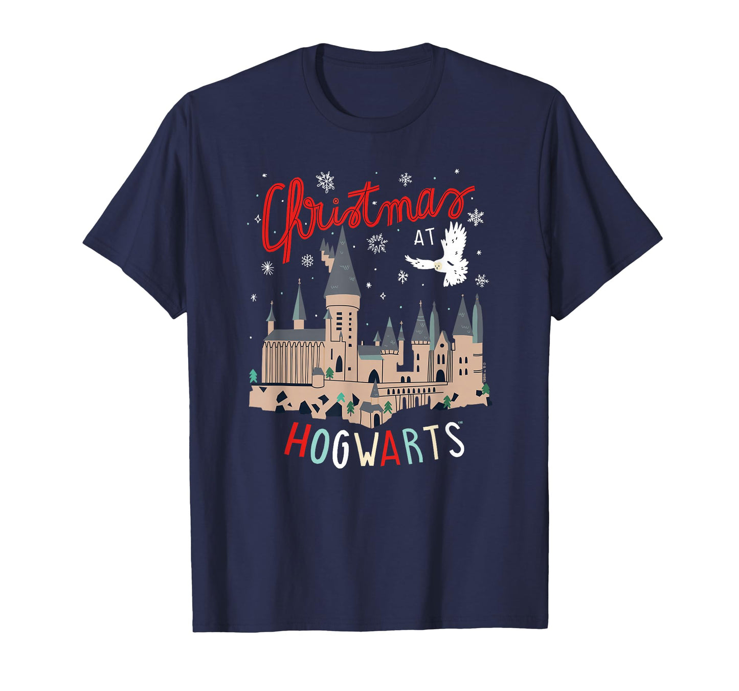 Harry Potter Unisex-Adults Kids Christmas Hogwarts T-Shirt, Black, Small