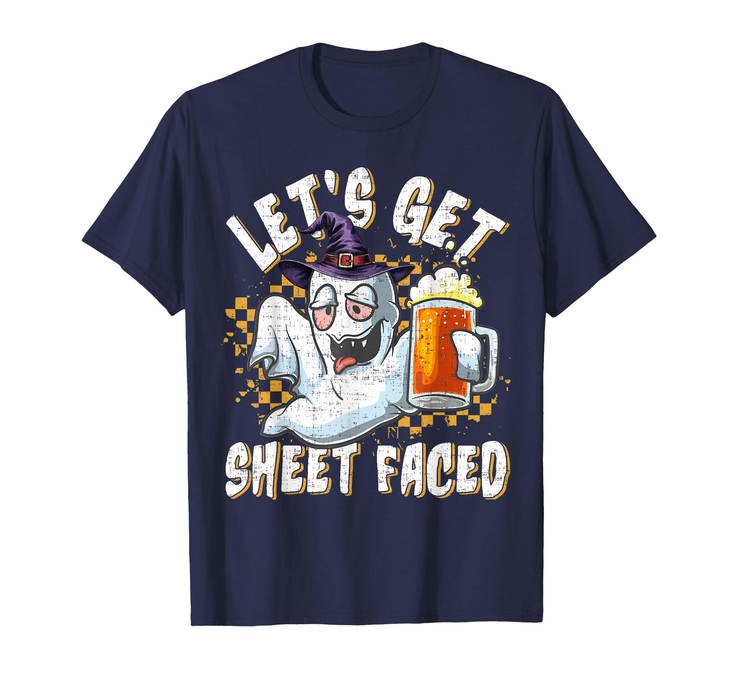 Let's Get Sheet Faced Funny Ghost Beer Halloween Party T-Shirt