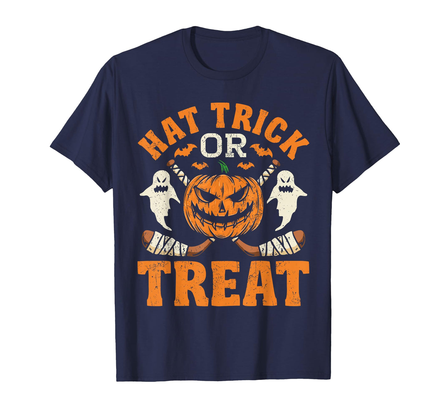 Hat Trick or Treat Ice Hockey Player Halloween Costume Gift T-Shirt