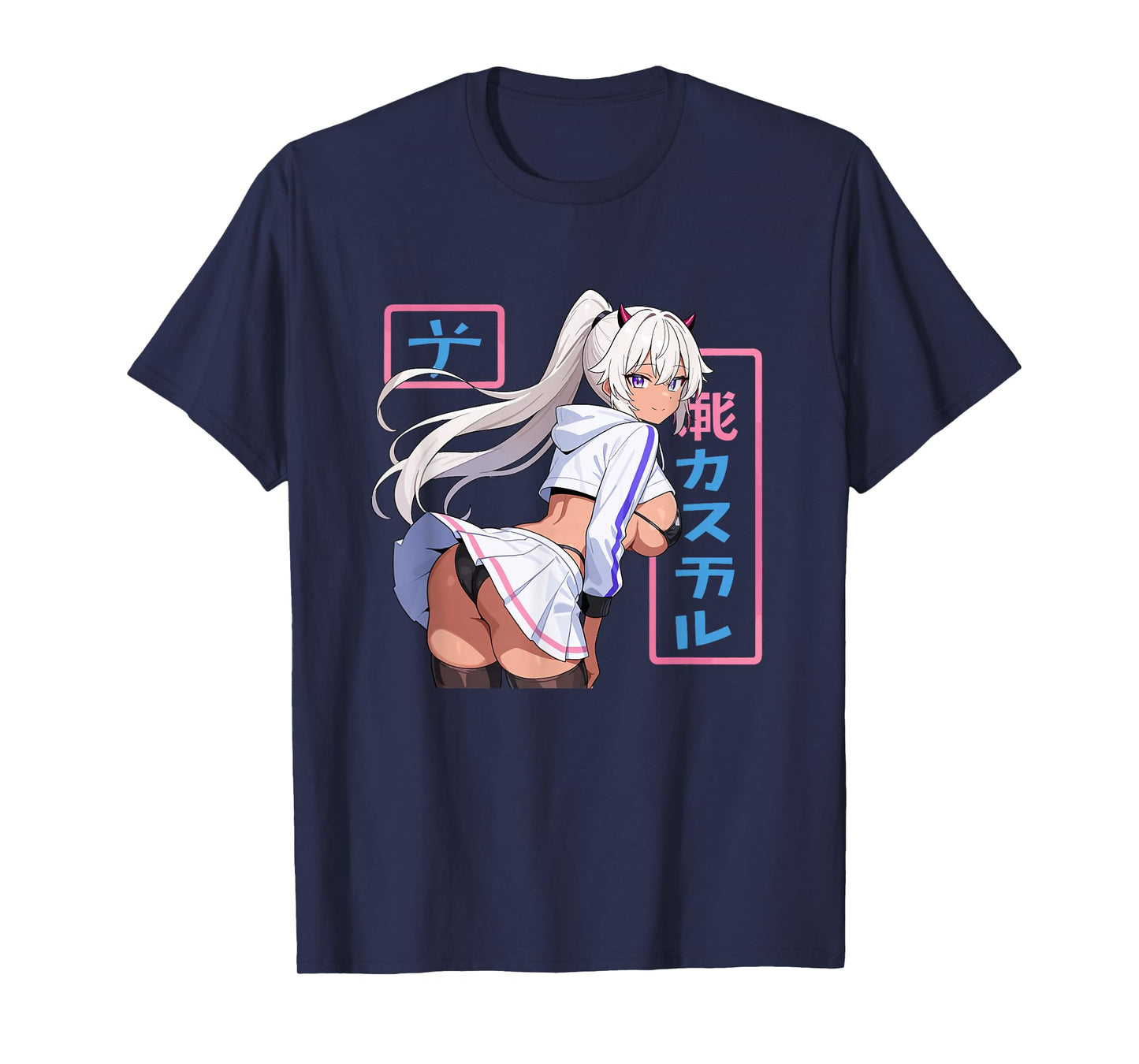 Waifu Sexy Anime Girl Horns Mini Skirt Japanese Manga Style T-Shirt