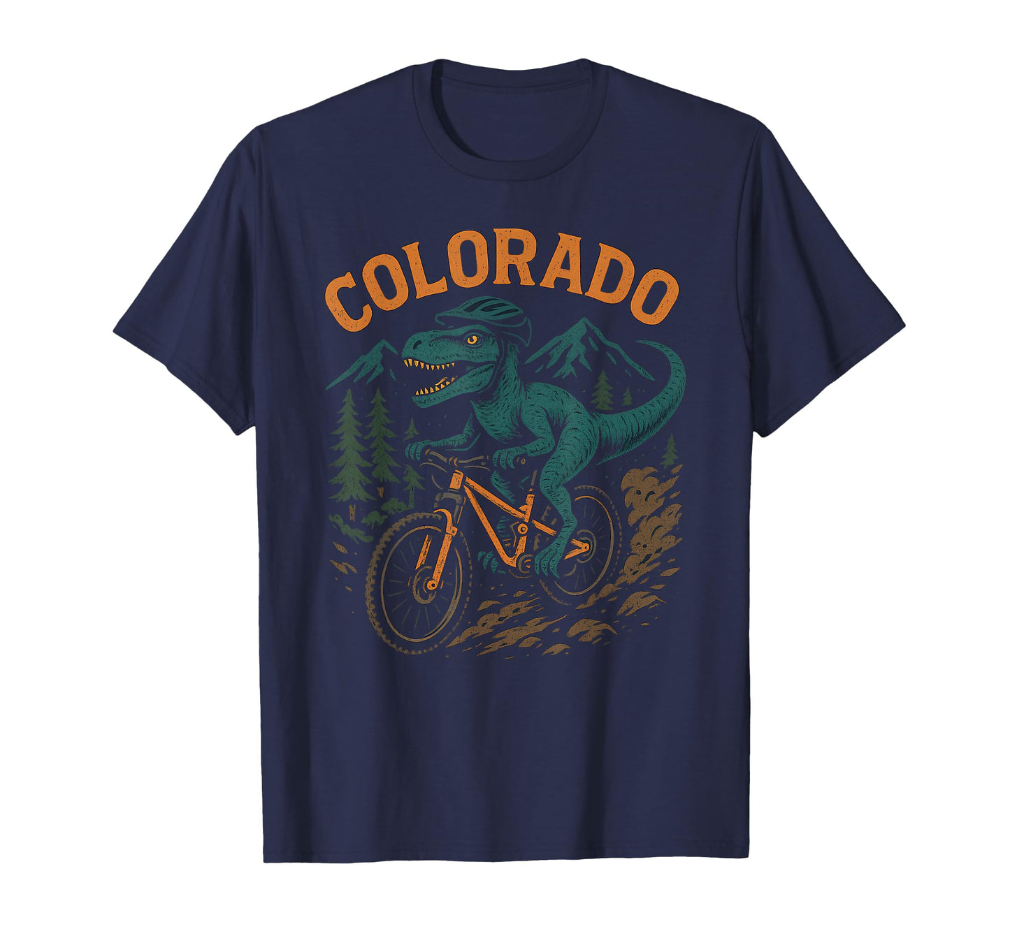 Colorado Mountain Biking T-Rex Dinosaur Funny Cycling Design T-Shirt