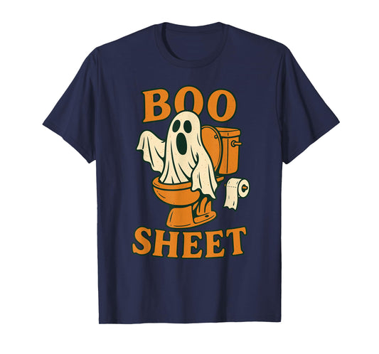 Halloween Boo Sheet Funny Ghost Toilet Pun Retro T-Shirt