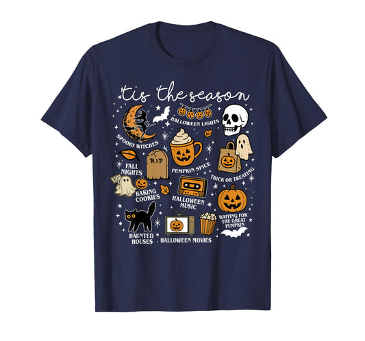 Retro Tis The Season Halloween Season Fall Ghost Vibes Tee T-Shirt