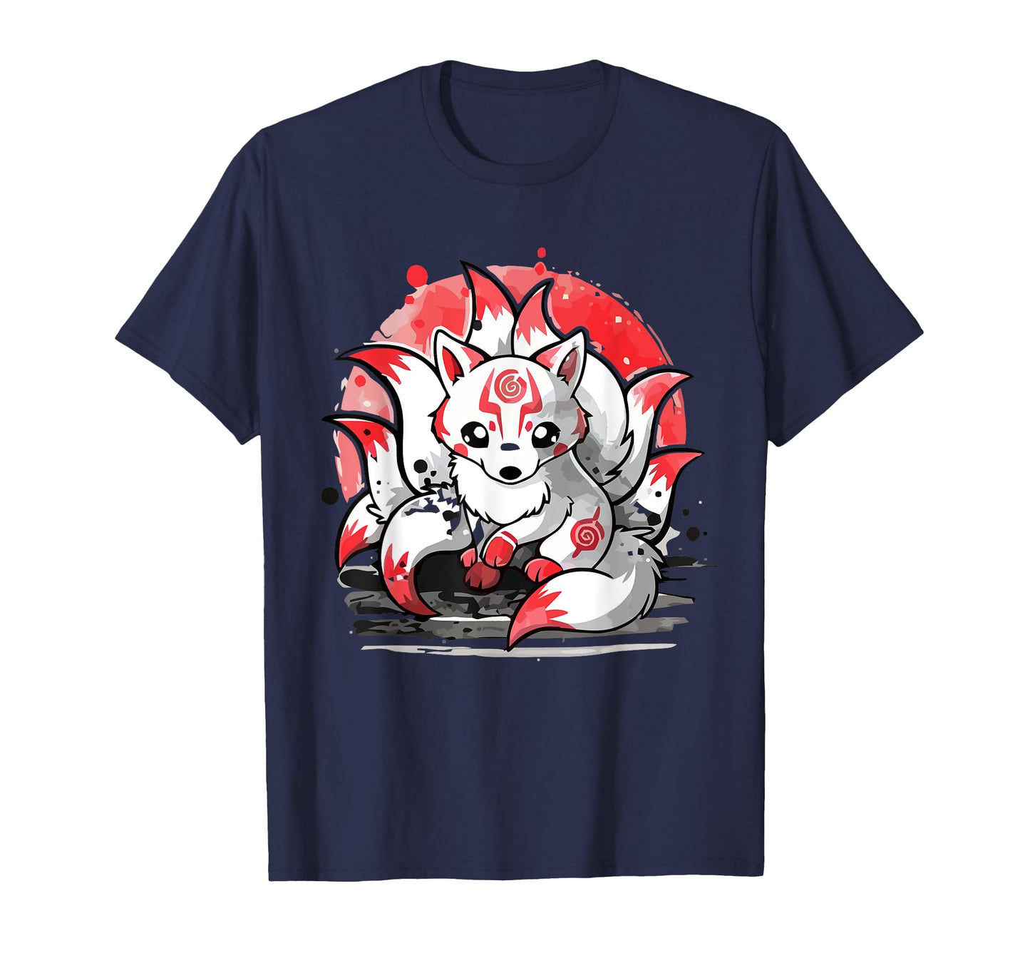 Laughing nine-tails Kitsune Japanese Fox Kids Teens Girls T-Shirt