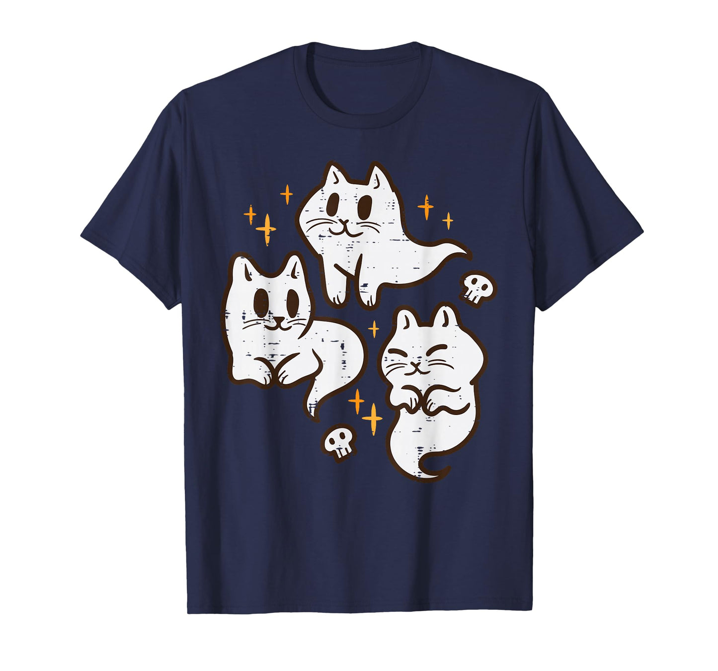 Spooky Cat Ghosts Retro Vintage Halloween Women Girls T-Shirt