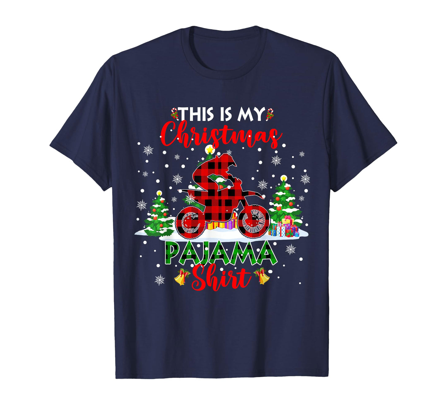 This Is My Christmas Pajama Shirt Red Plaid Dirt Bike Biker T-Shirt