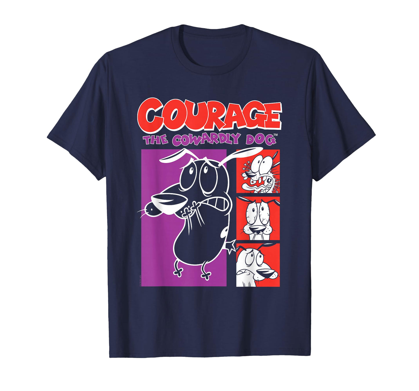 Courage the Cowardly Dog Red and Purple Frames Cartoon T-Shirt