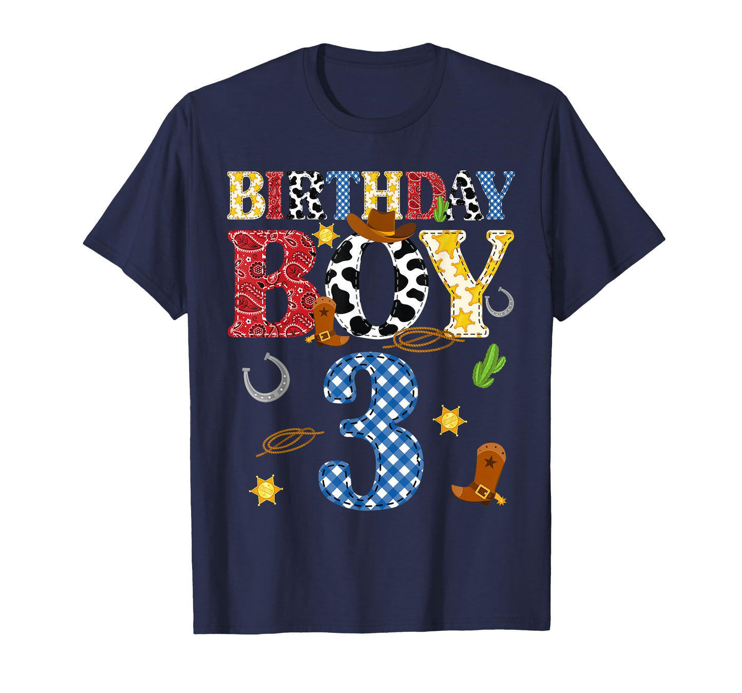 3 Years Old Western Rodeo Cowboy 3rd Birthday Boy Kid T-Shirt