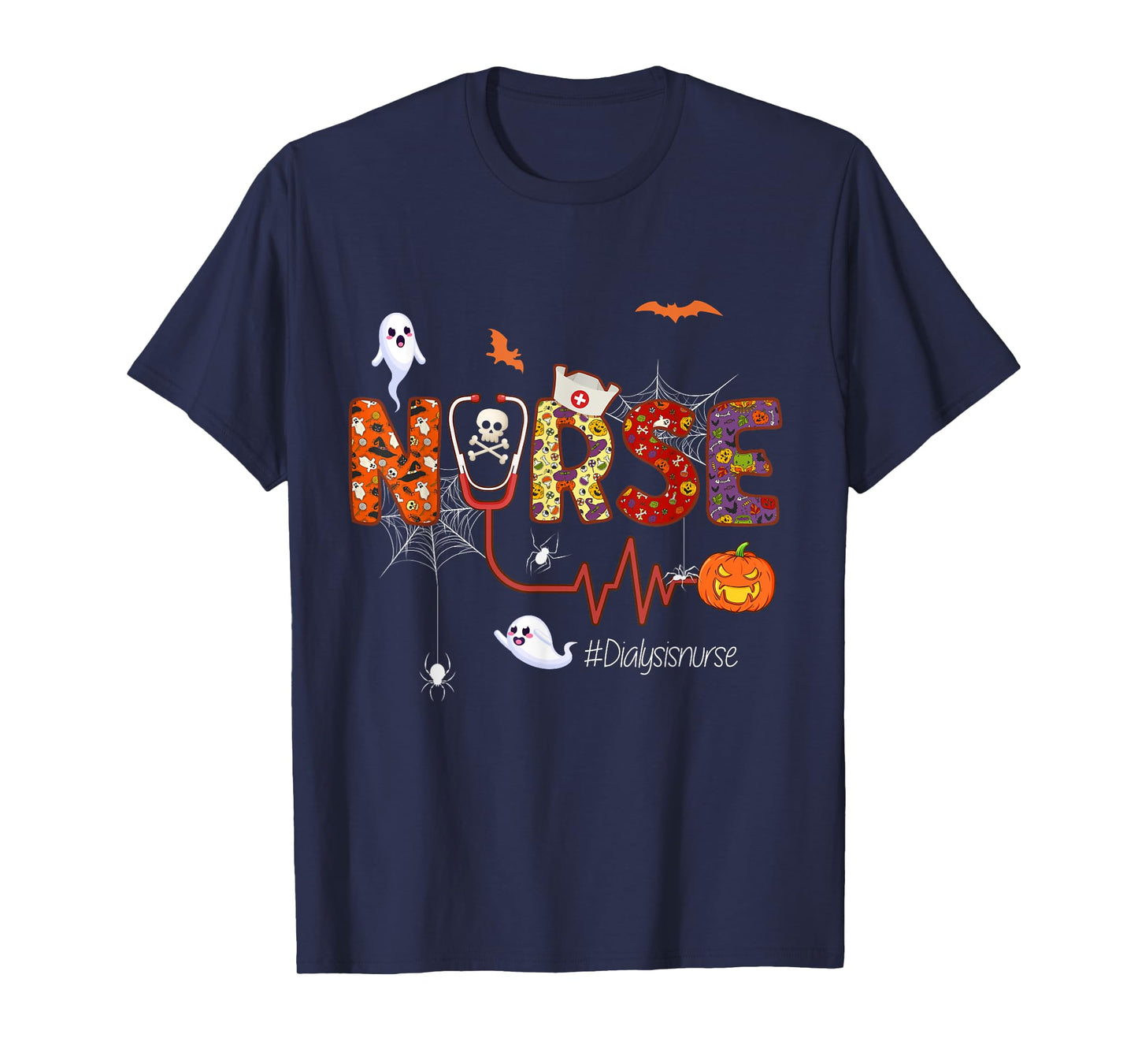 Dialysis Nurse Scary Halloween Pumpkin Nursing T-Shirt