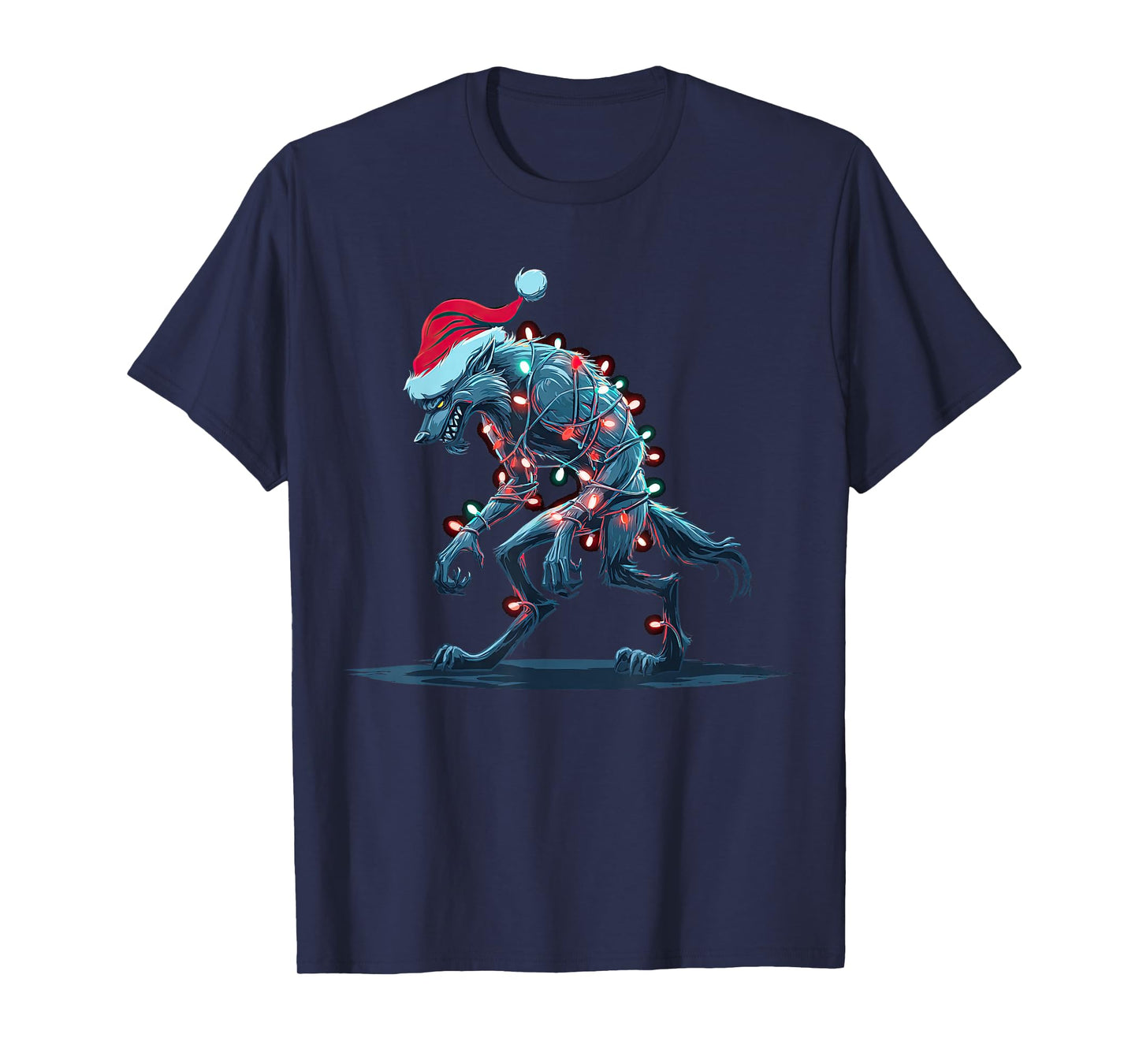 Funny Werewolf Christmas Graphics Animal Lights Lover T-Shirt