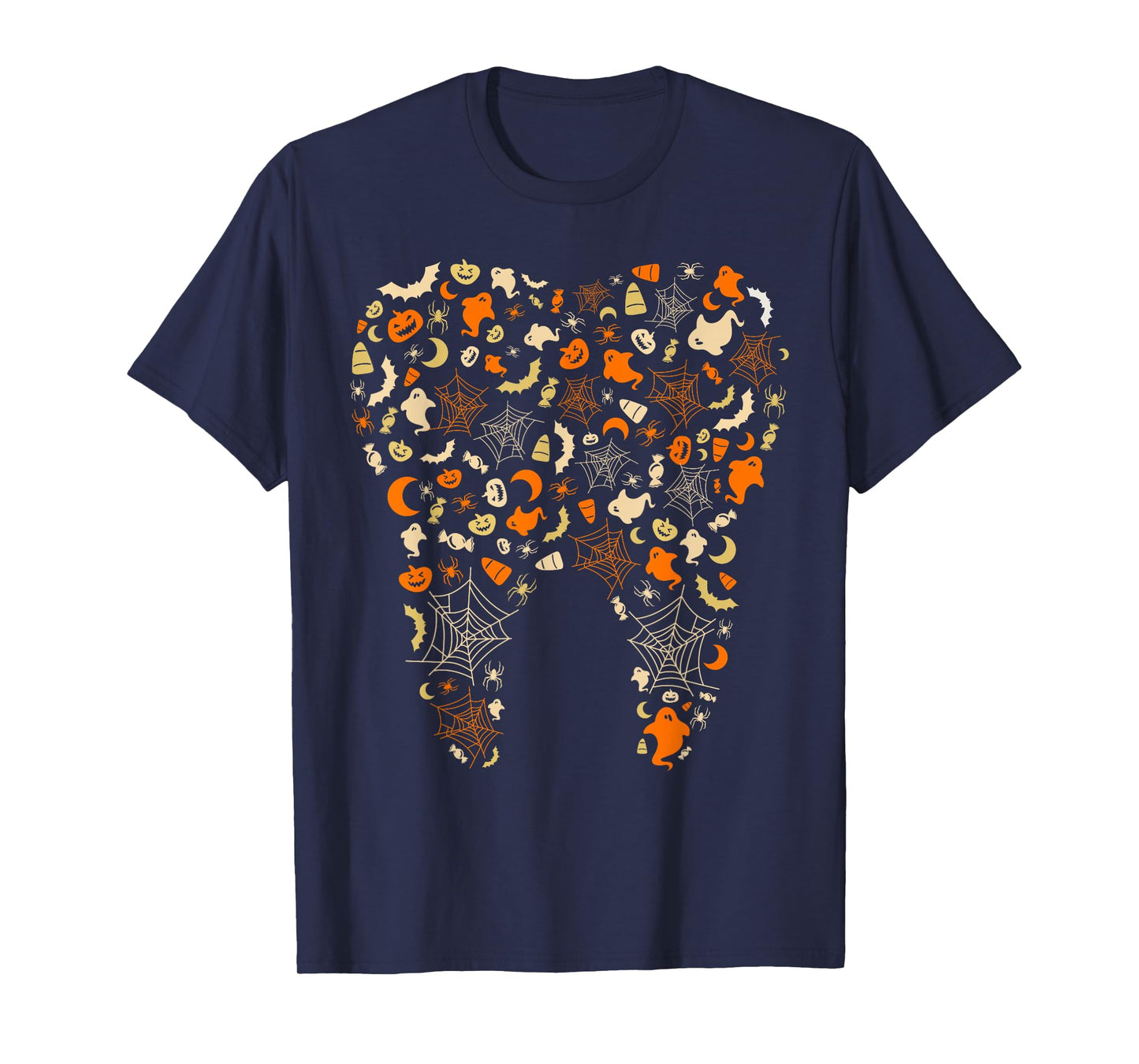 Ghosts & Pumpkins Spider Webs Tooth Dental Squad Halloween T-Shirt