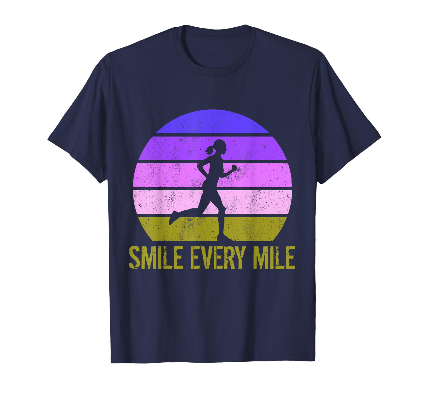 Women Running Marathon Funny Runner Smile Every Mile T-Shirt
