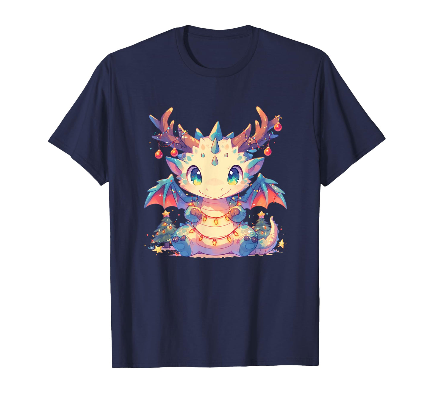Dragon Wrapped In Christmas Lights - Dragon Christmas T-Shirt