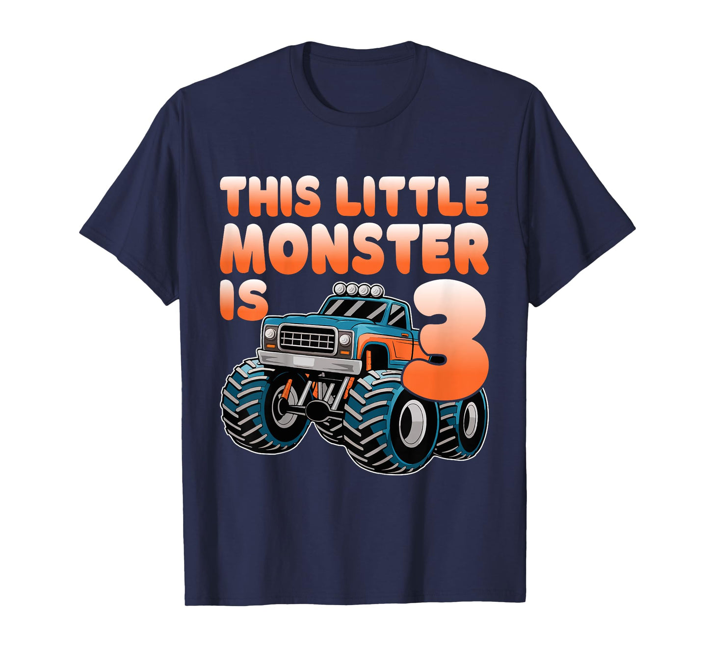 This Little Monster Is 3 Kids 3rd Birthday Monster Truck T-Shirt