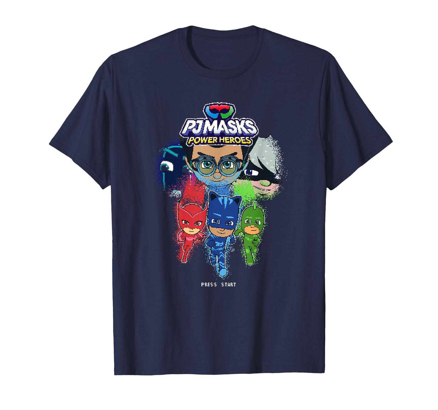 PJ Masks Group Shot Video Game Glitch Logo T-Shirt