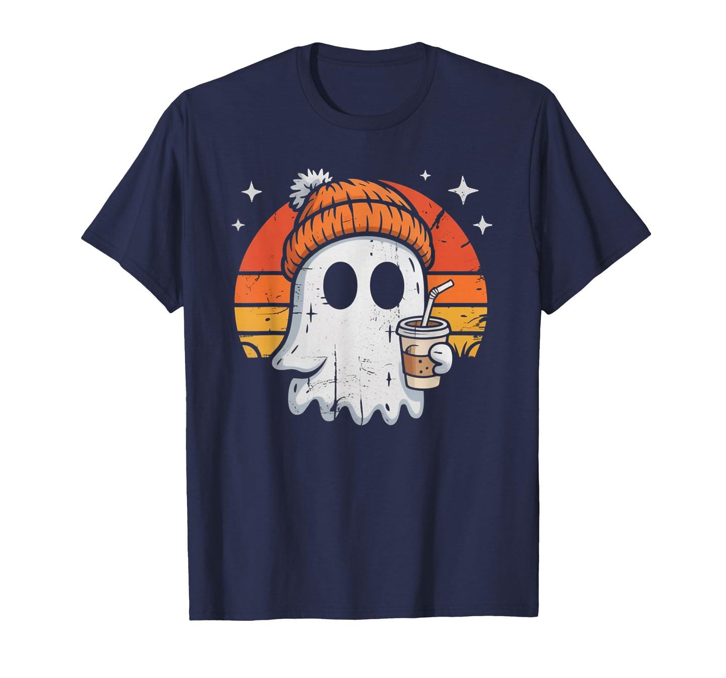 Cute Ghost Ice Coffee - Halloween Ghost Coffee - Halloween T-Shirt
