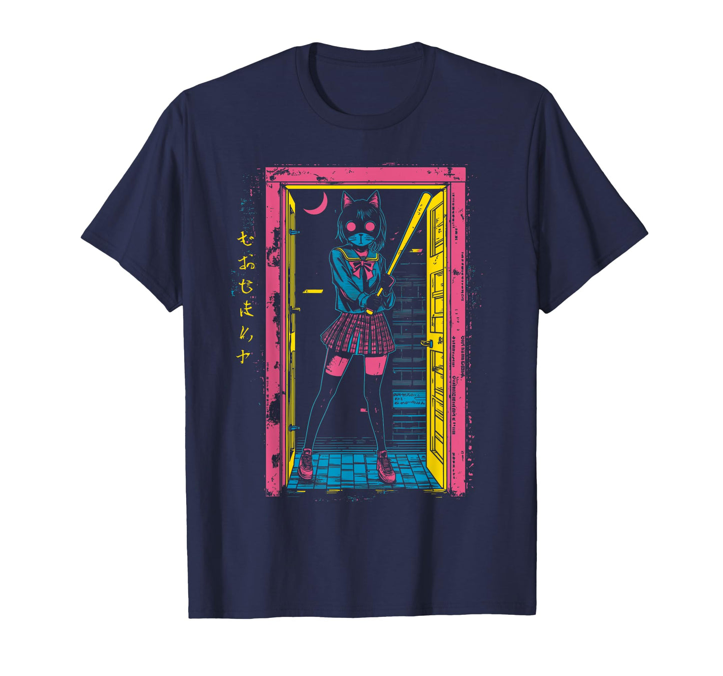 Creepy Girl Cat Grunge Slasher Pastel Goth Anime Horror T-Shirt