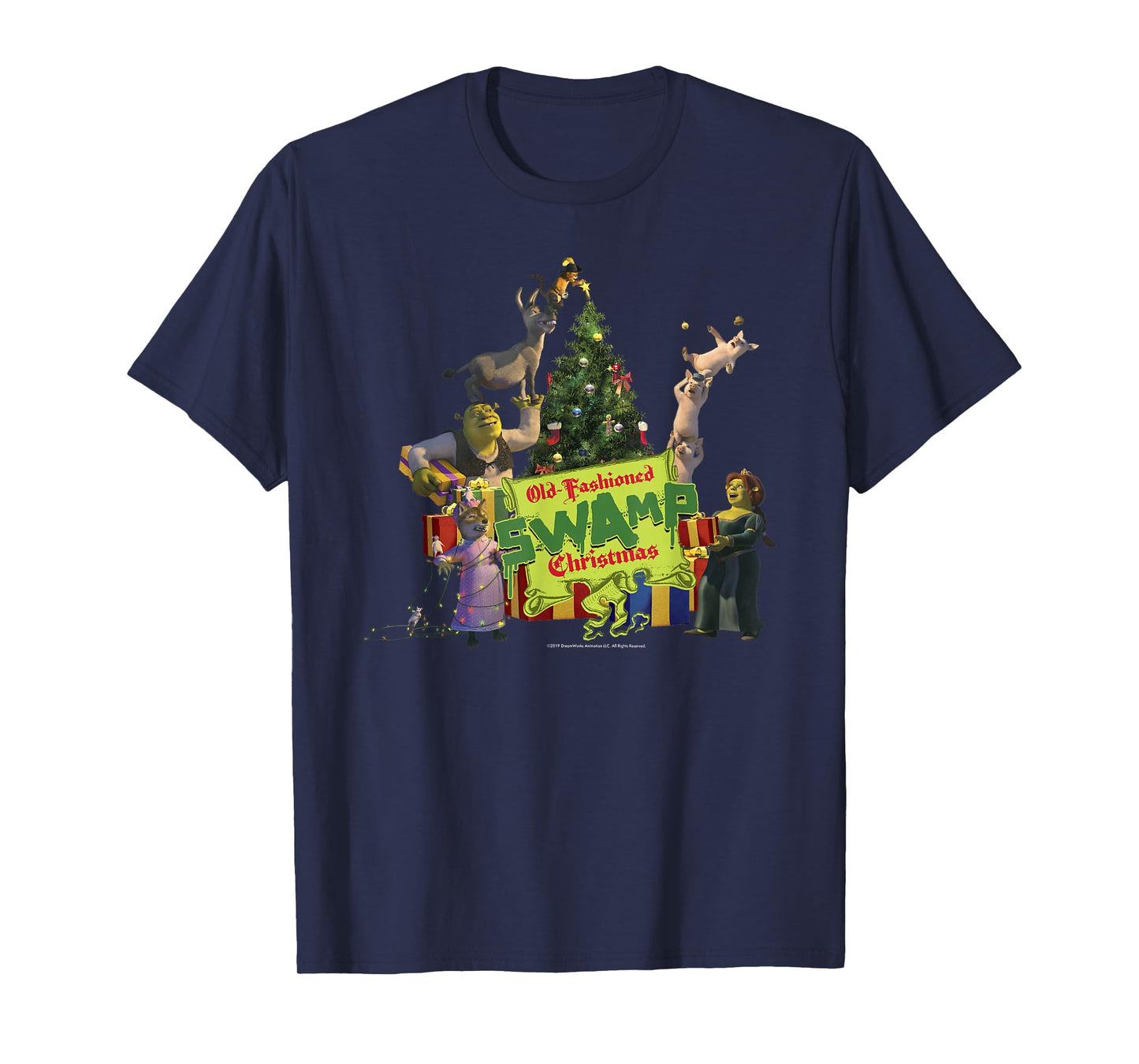 Shrek Group Shot Old-Fashioned Swap Christmas Text Poster T-Shirt