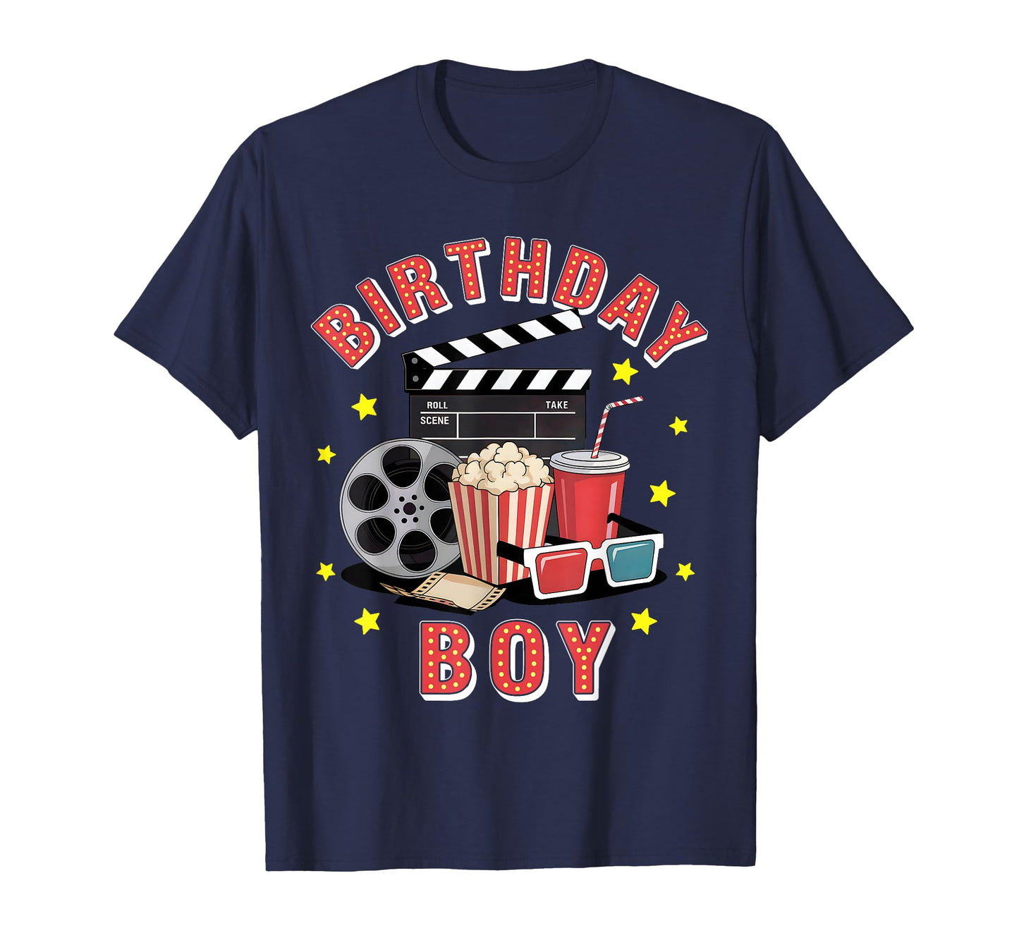 Birthday Boy Movie Night Theme Matching Party T-Shirt