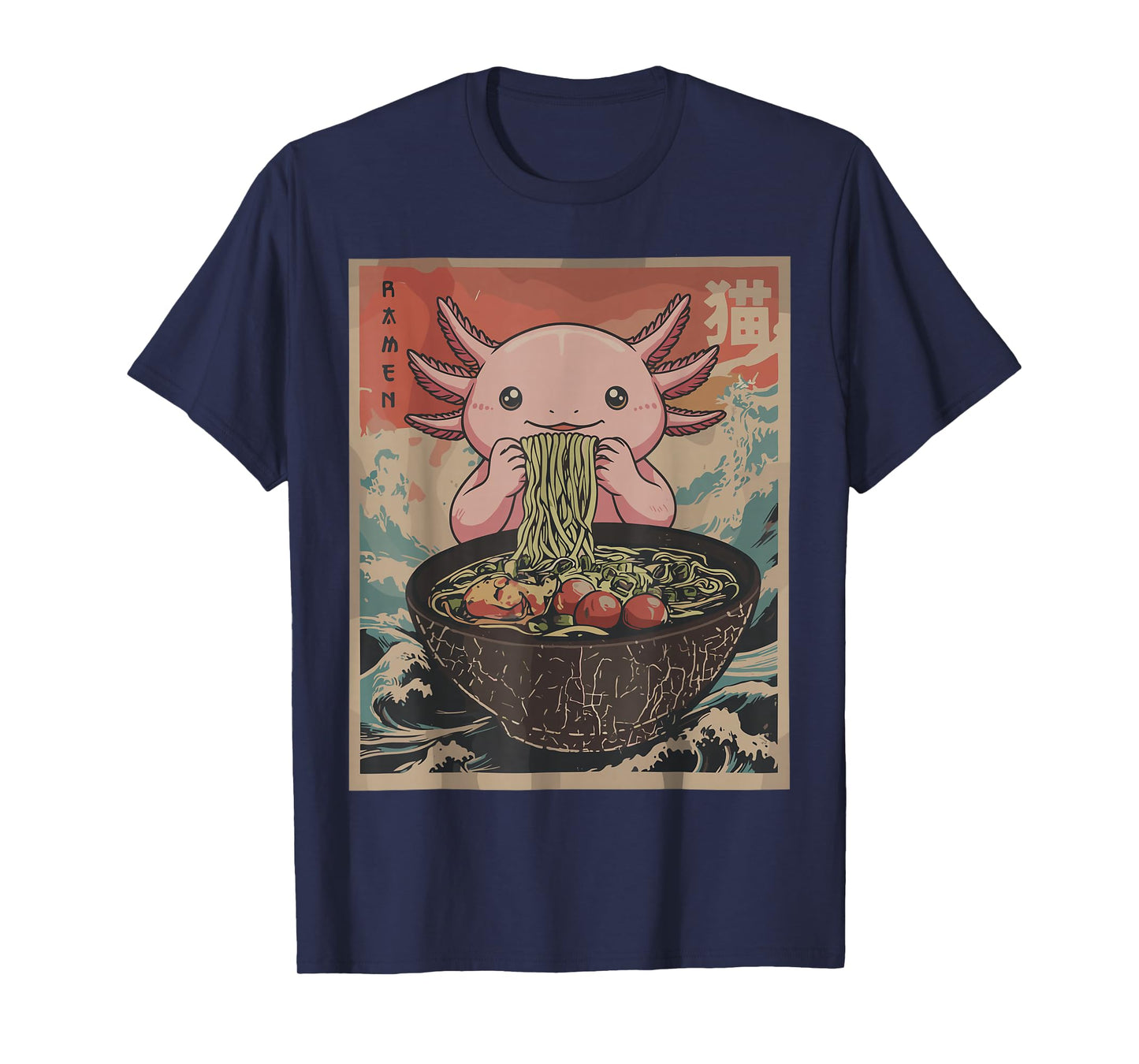Ramen Japanese Graphic Tees Axolotl Anime Shirts for Men T-Shirt