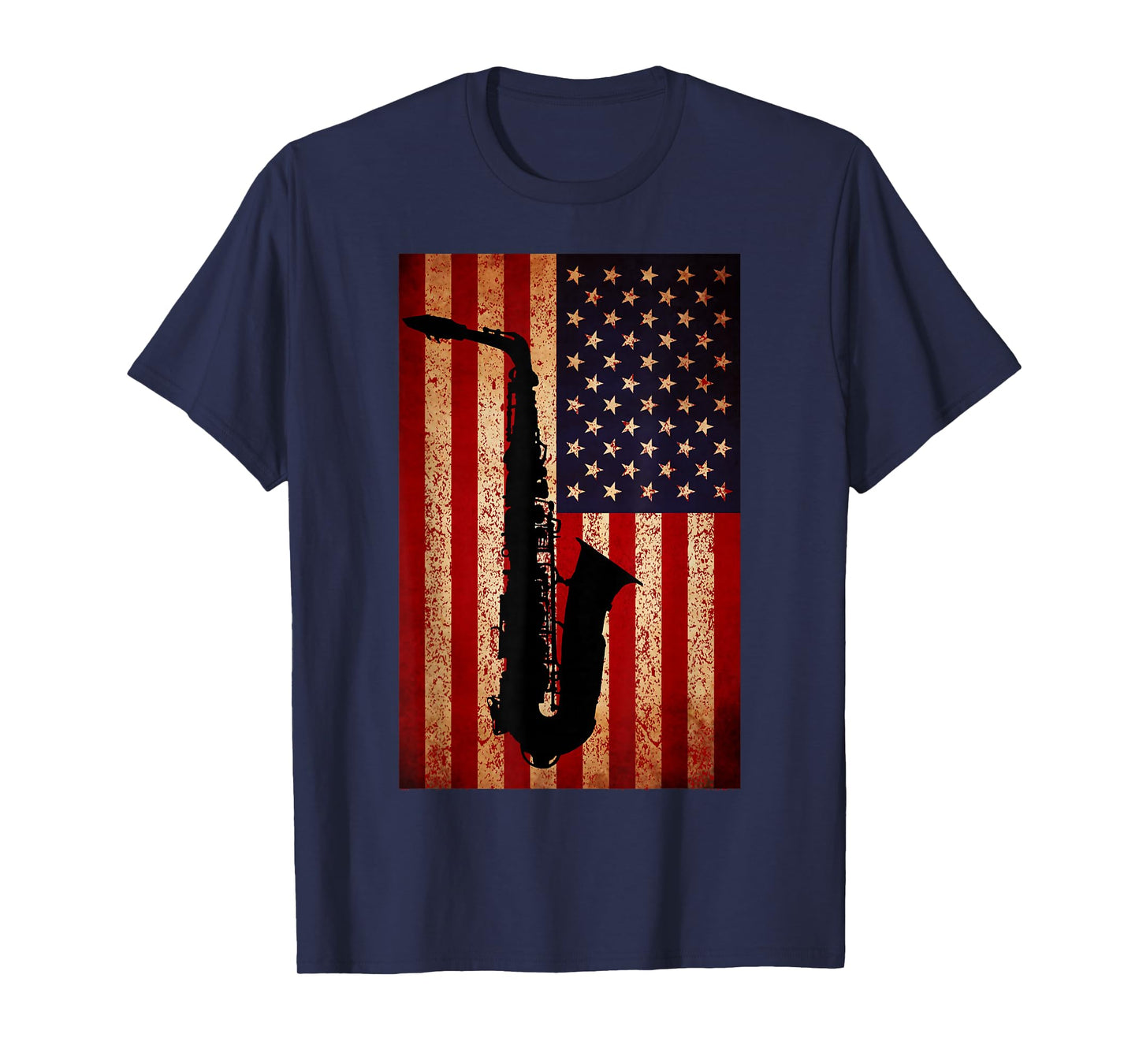 Vintage American Flag Saxophone Funny Sax Music Player Gifts T-Shirt