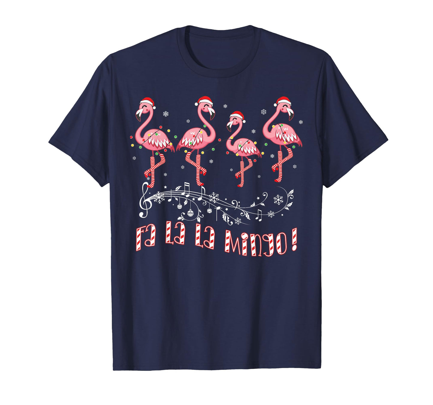 Candy Cane Flamingoes Fa La La MINGO Flamingo Christmas T-Shirt