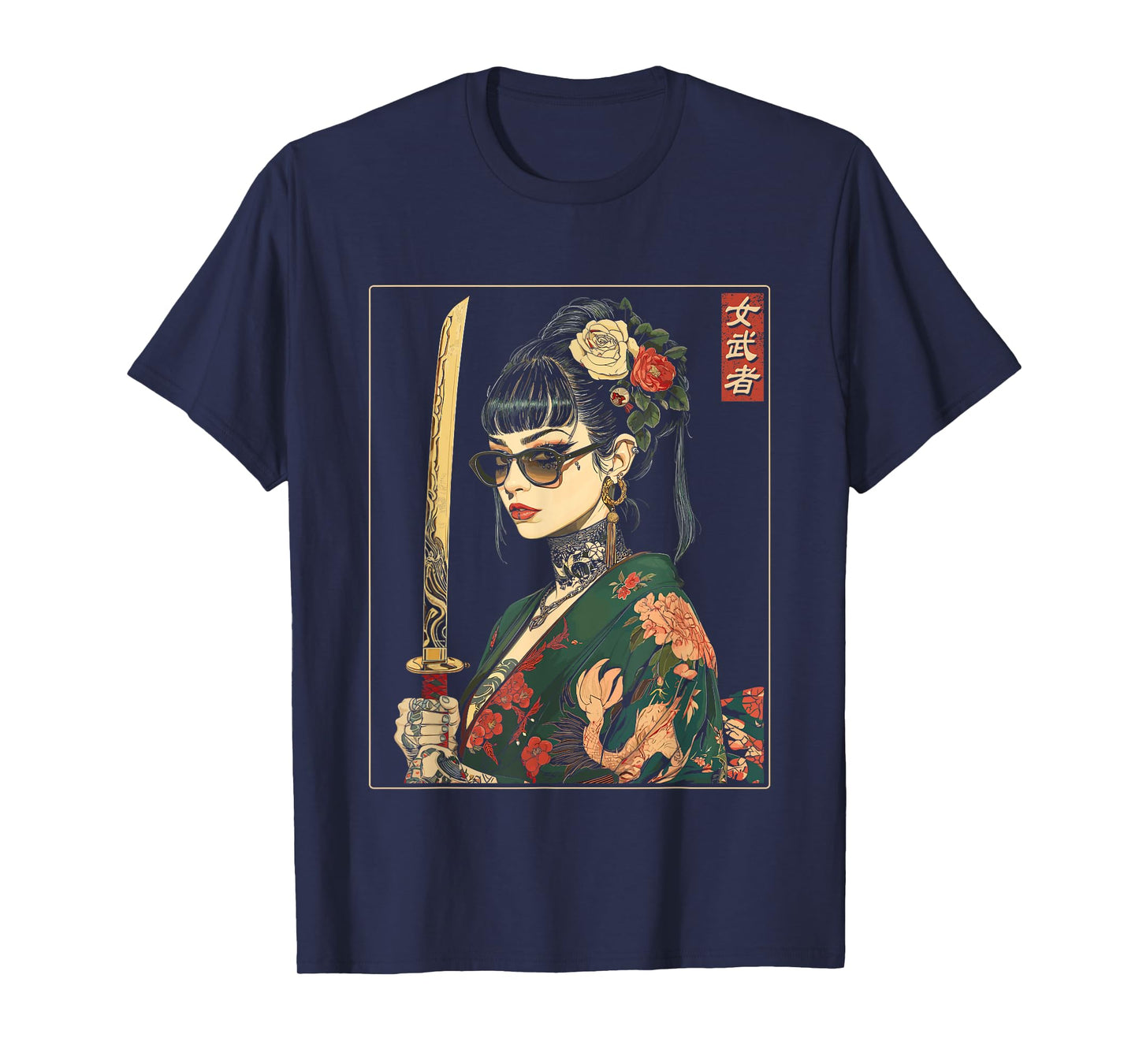 Japanese Gothic Samurai Art Woman With Katana Sword T-Shirt
