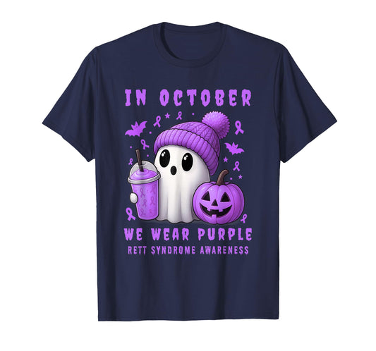 Halloween Boo Rett Syndrome Awareness in October Purple T-Shirt