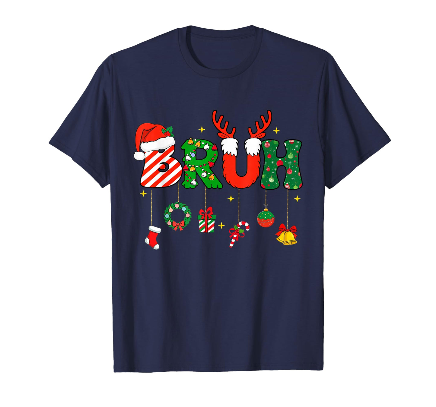 Bruh Funny Christmas Red Plaid Teens Boys Kids Xmas Pajamas T-Shirt