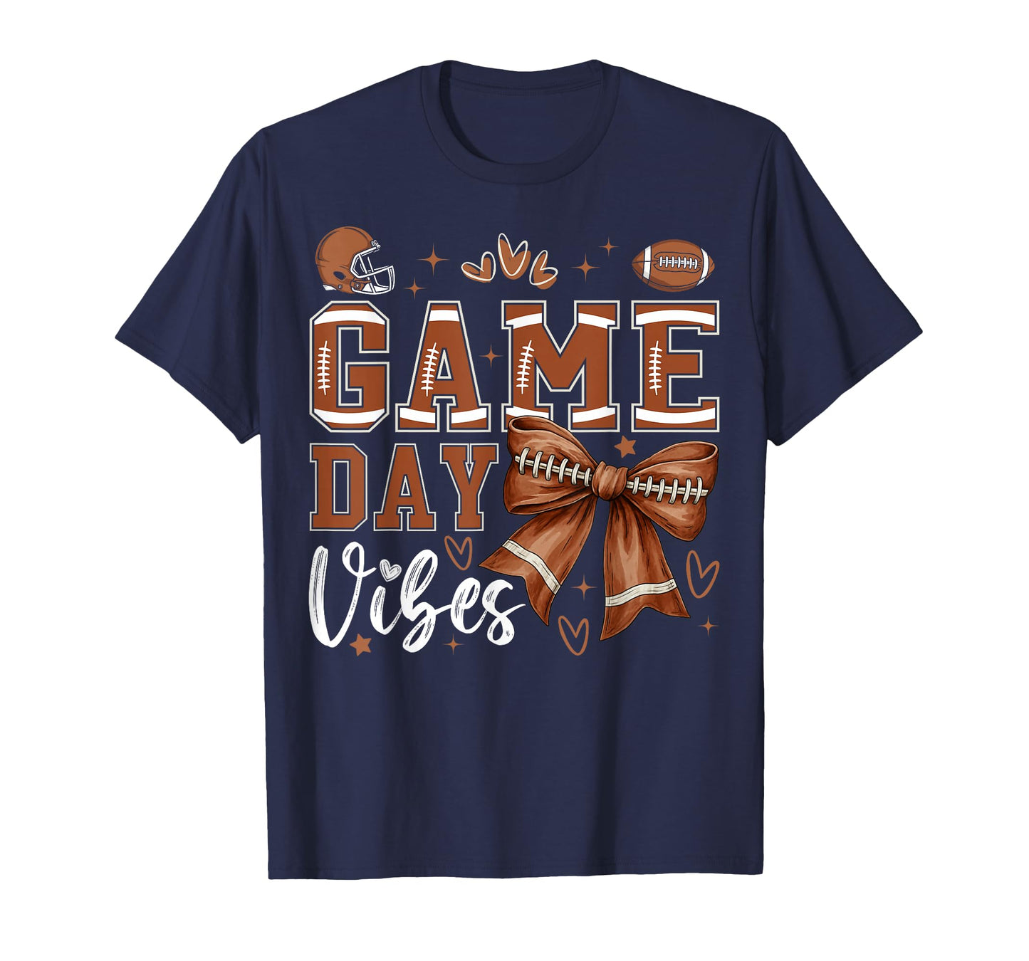 Game Day Vibes Football Coquette Bow Football Girl T-Shirt