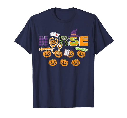 Leopard Plaid Nurse Halloween Cute Costume Nursing Men Women T-Shirt
