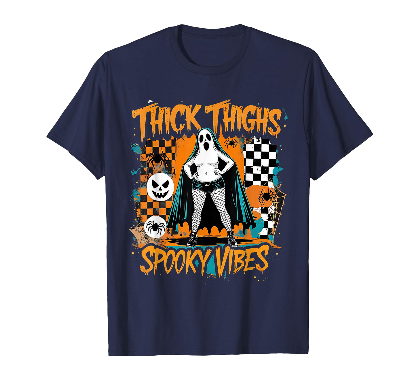 Spooky Vibes Thick Thighs Cute Ghost Humor T-Shirt
