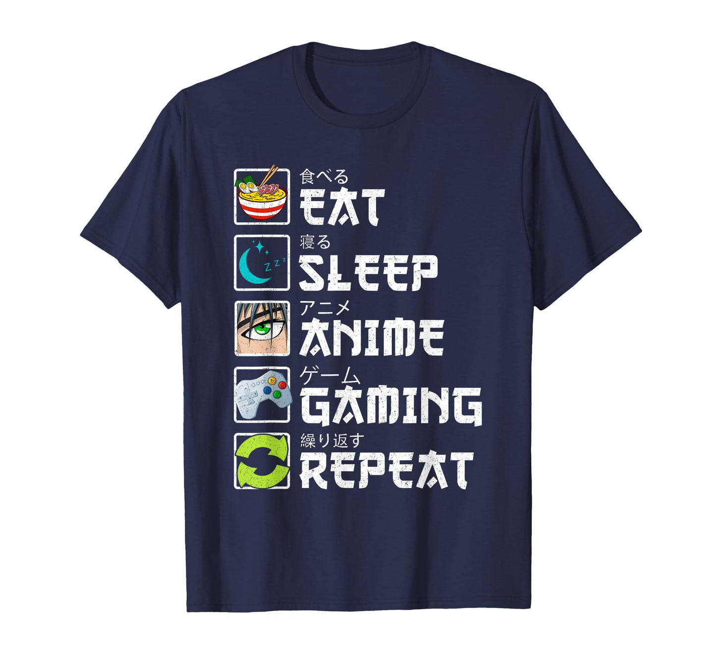Eat Sleep Anime Gaming Repeat Kawaii Otaku Anime Manga T-Shirt