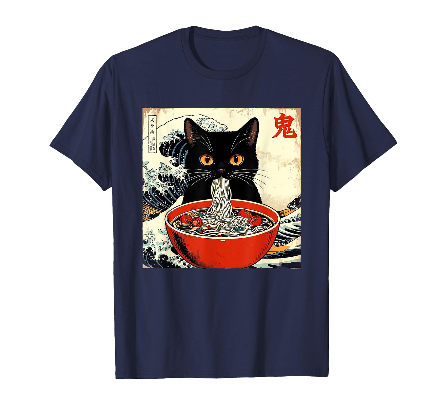 Anime Cat Ramen Japanese Funny Graphic Tees Kawaii Cat Anime T-Shirt