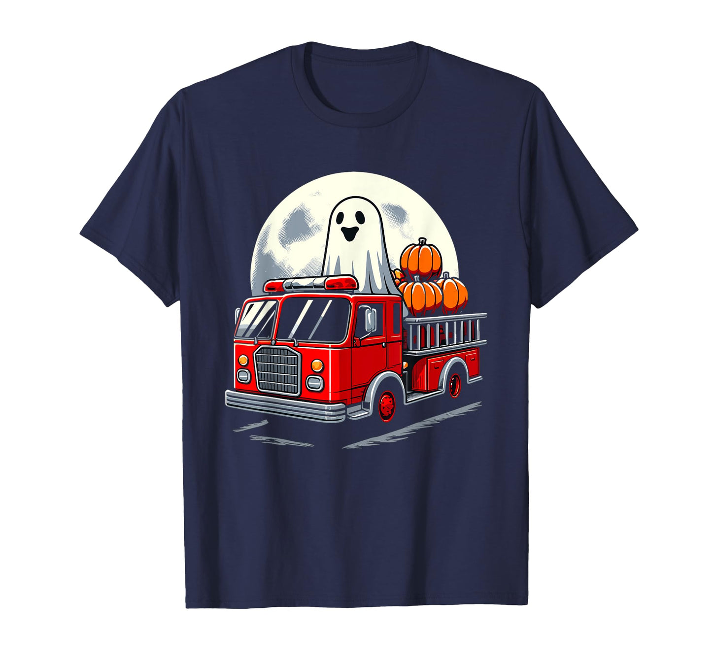 Halloween Ghost Firetruck Funny Pumpkins For Kids T-Shirt