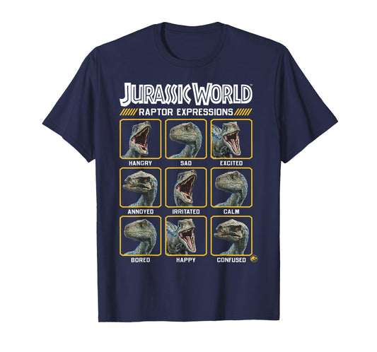 Jurassic World Two Blue Raptor Expressions Graphic Short Sleeve T-Shirt