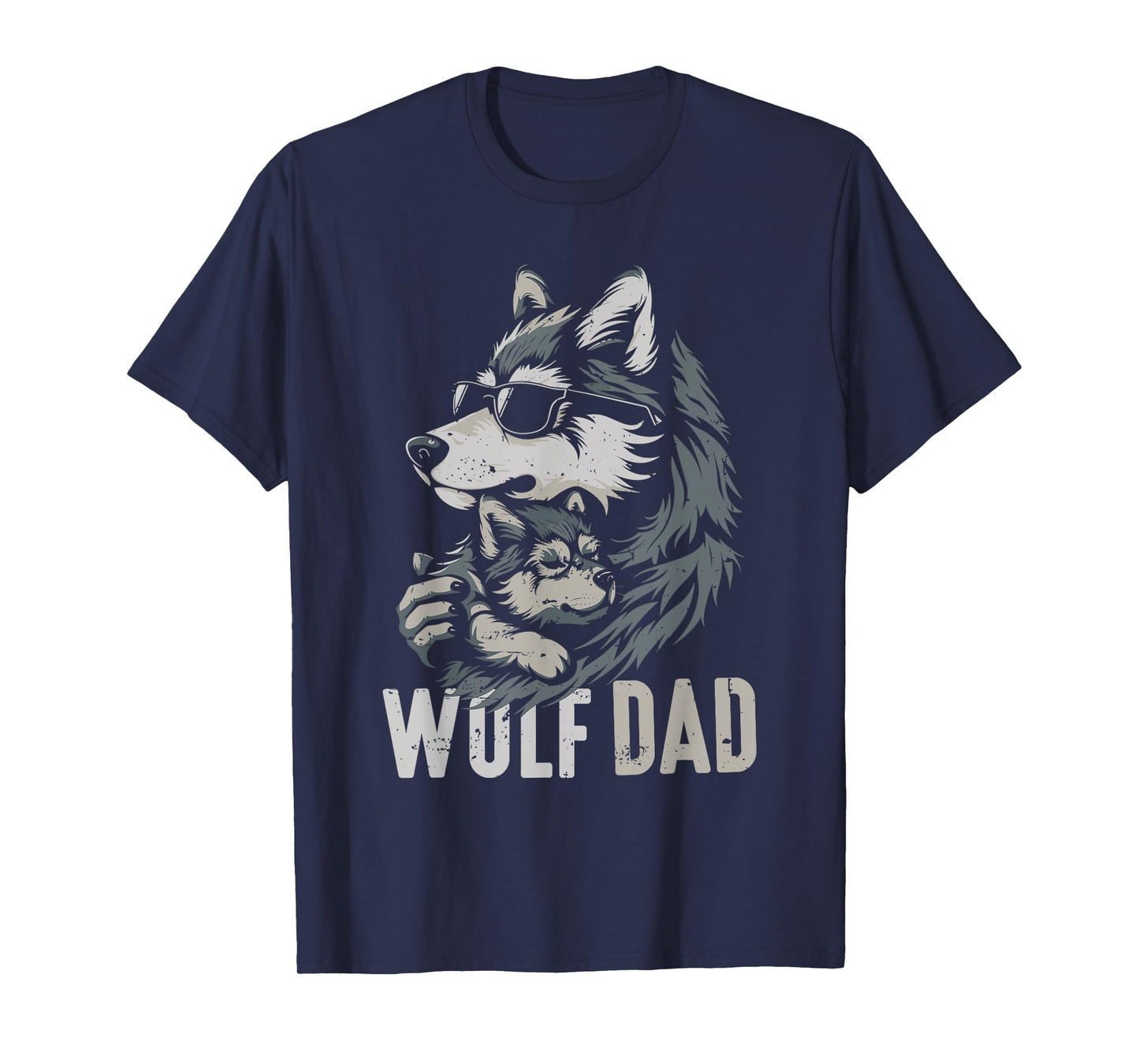 Wolf Dad and Baby Funny Fathers Day Daddy Wolfs Lovers T-Shirt