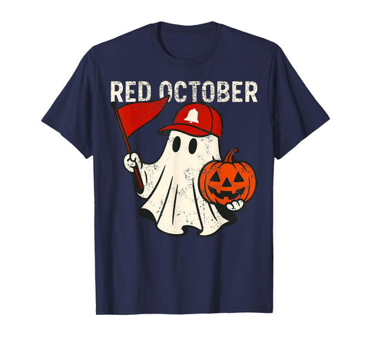 Retro Red October Name Ghost Pumpkin Gift for Men Women Kid T-Shirt