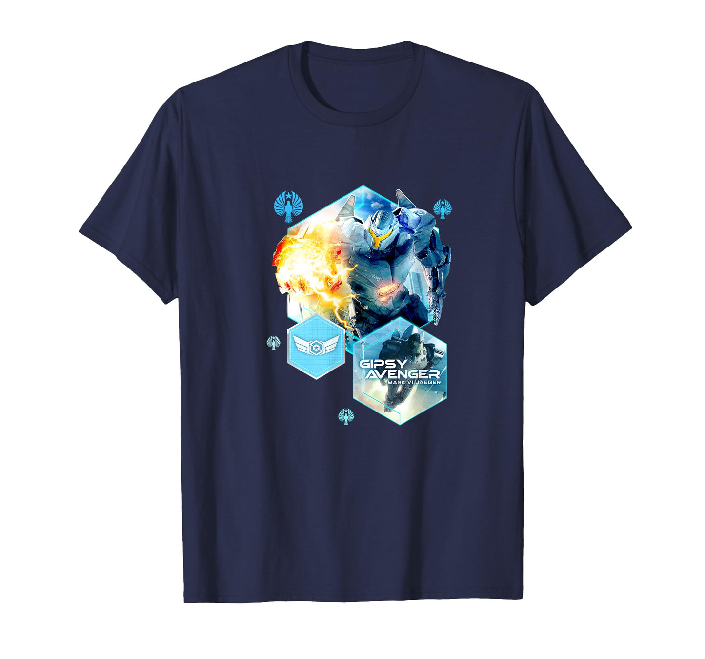 Pacific Rim Gipsy Avenger Flight T-Shirt - Black, Unisex-Adults, Short Sleeve, Small