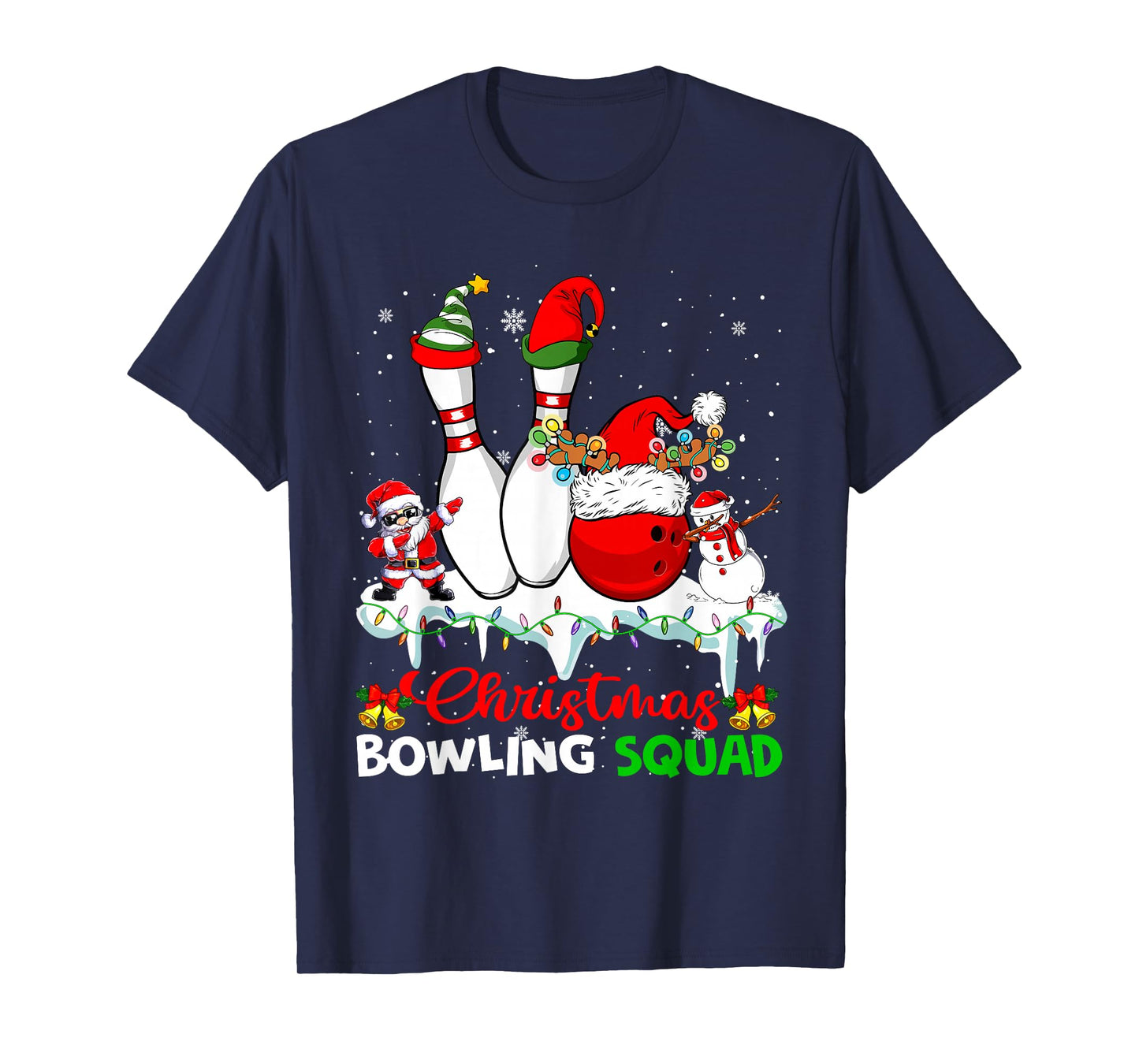 Christmas Bowling Squad Dabbing Santa Elf Bowling Tools T-Shirt