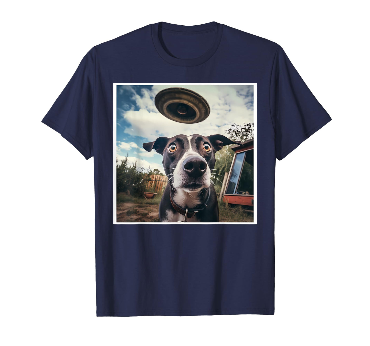 Dog Selfie with UFOs Alien Extraterrestrial UFO Believer T-Shirt