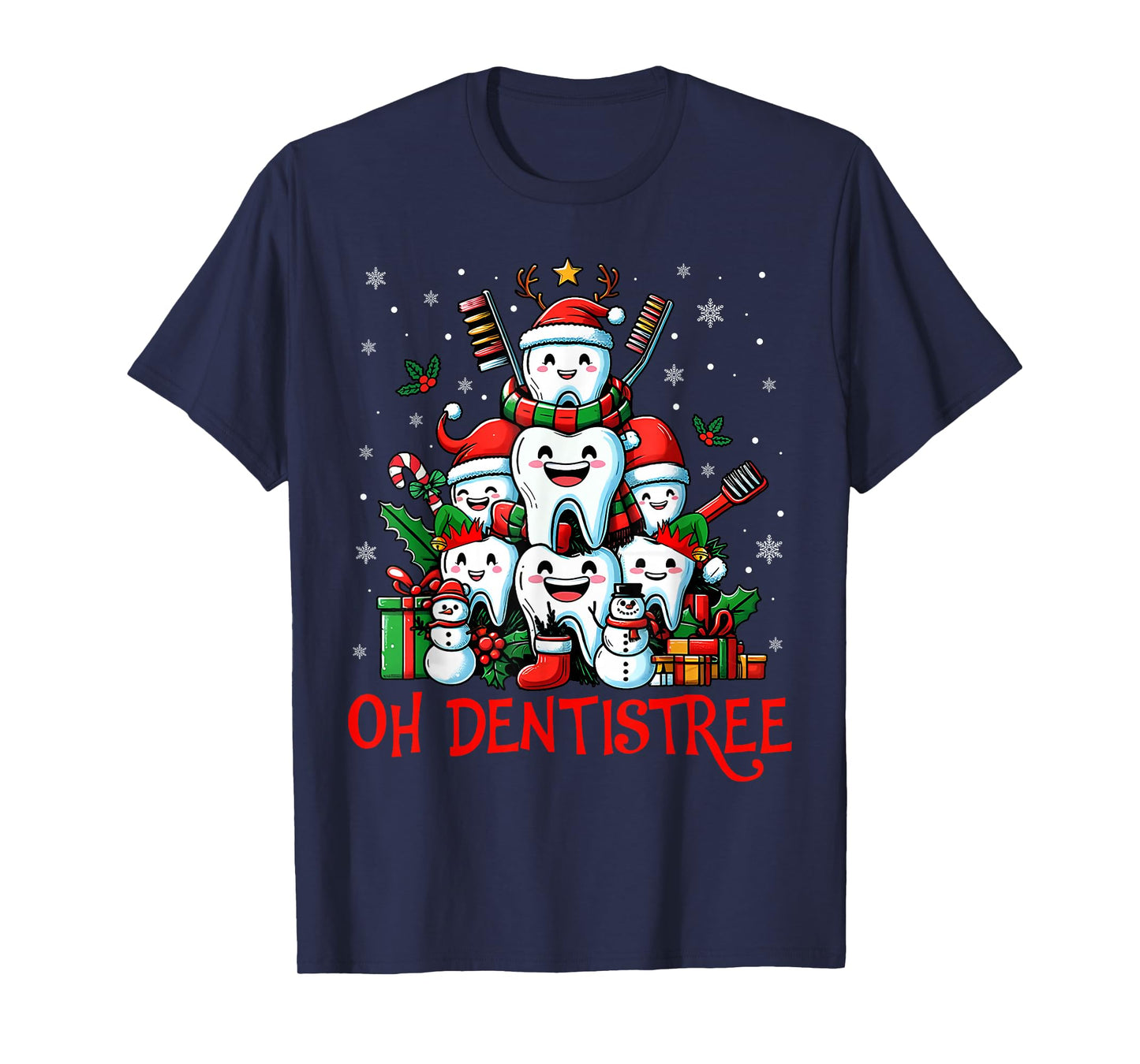 Oh Dentistree Teeth Dentistry Dental Dentist Christmas Tree T-Shirt