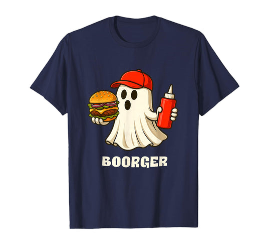Boorger Halloween Ghost Foodie Halloween Burger Delivery Man T-Shirt
