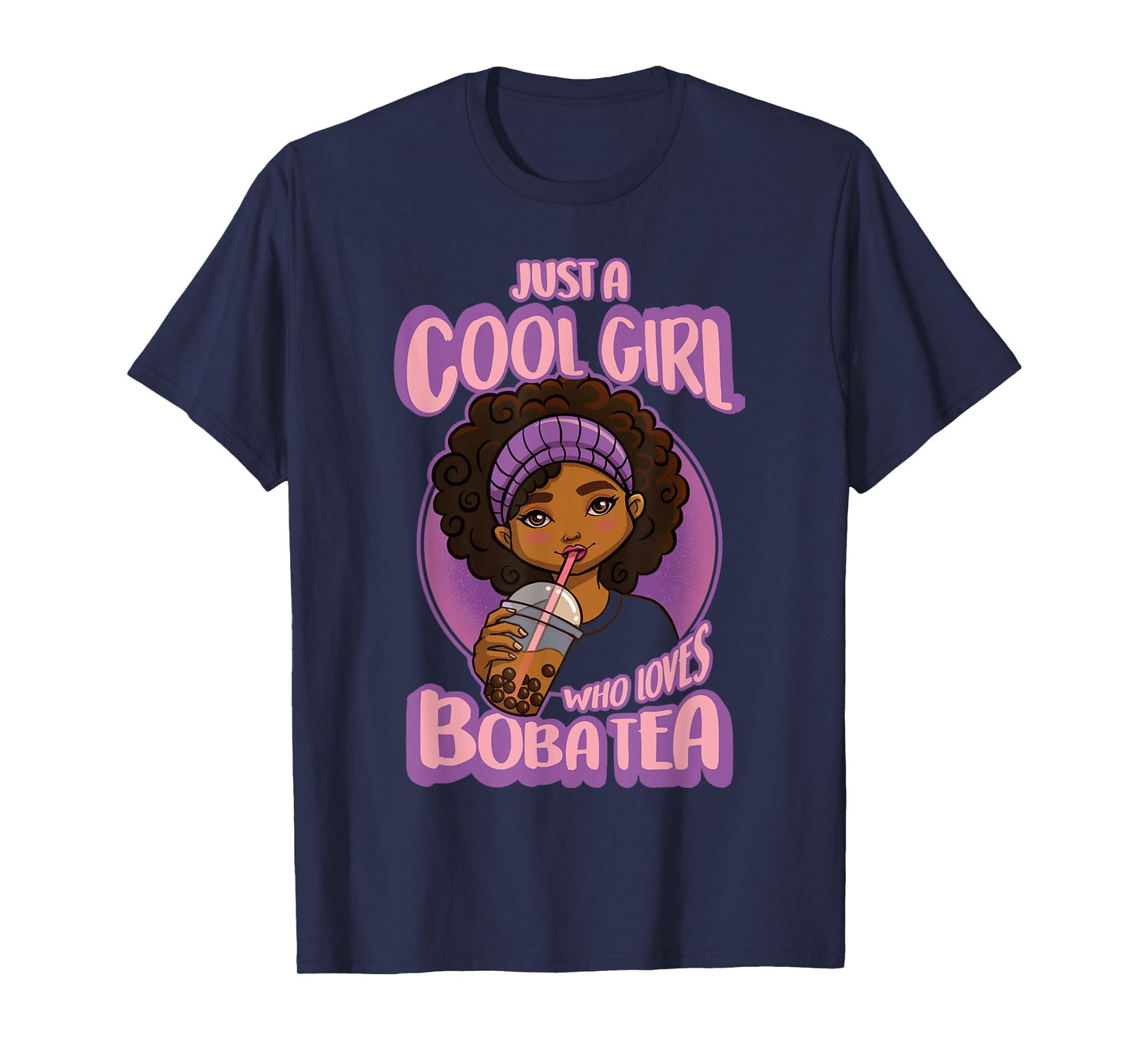 Kawaii Black Girl Anime Boba Tea T-Shirt