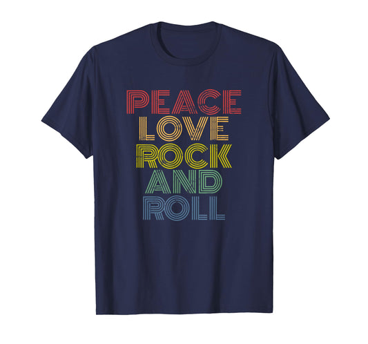 Peace Love Rock'n'Roll Distressed Rock Concert T-Shirt